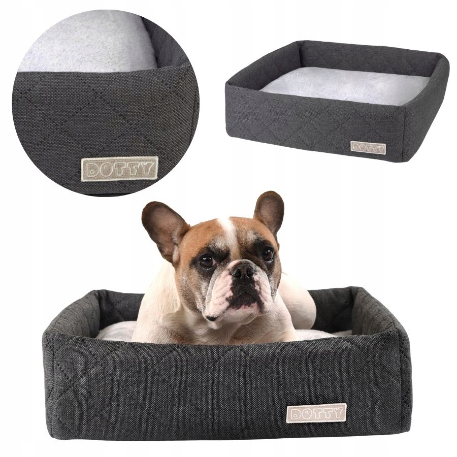 Pelíšek pro psa pro kočky gauč pohovka pro psa Dotty prošívané grafitové M