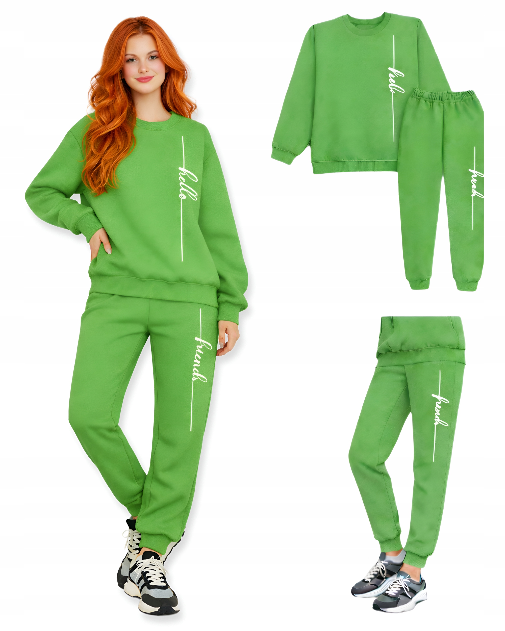 tepláková souprava L mládež Teplákovka Teplá s mešíkem Zeleň Jasná