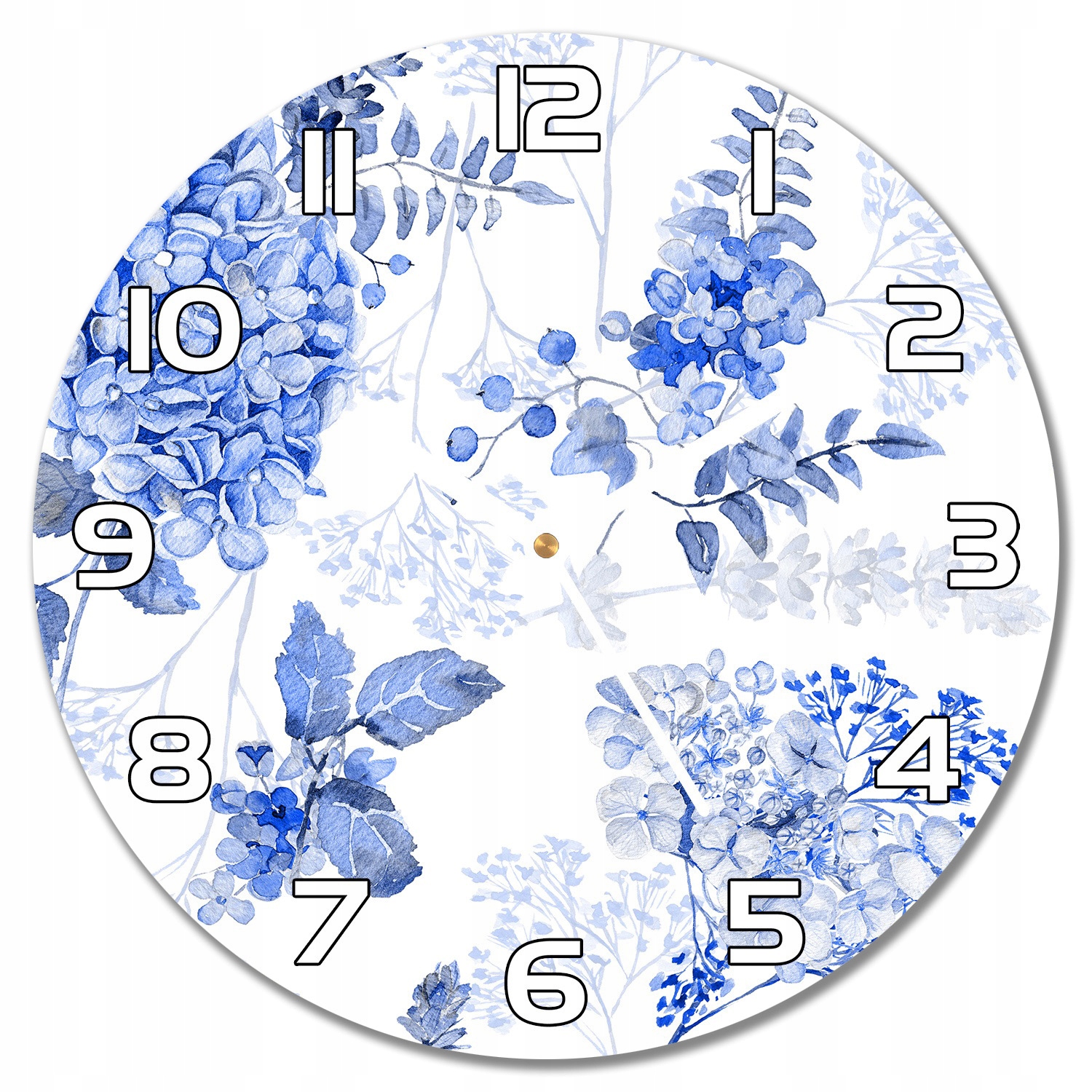 

Zegar ścienny szklany Niebieska hortensja f30 cm