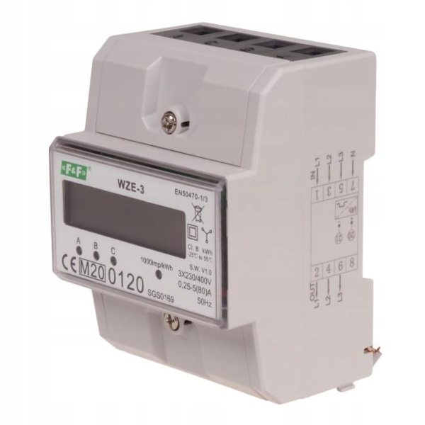 Licznik zużycia energii WZE-3 MID 3-fazowy F&f