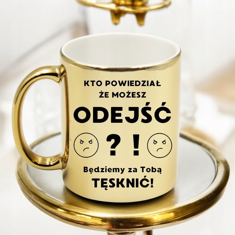 KUBEK ZŁOTY NA POŻEGNANIE KOLEŻANKI KOLEGI Z PRACY ŚMIESZNY PREZENT Kod producenta 174011831