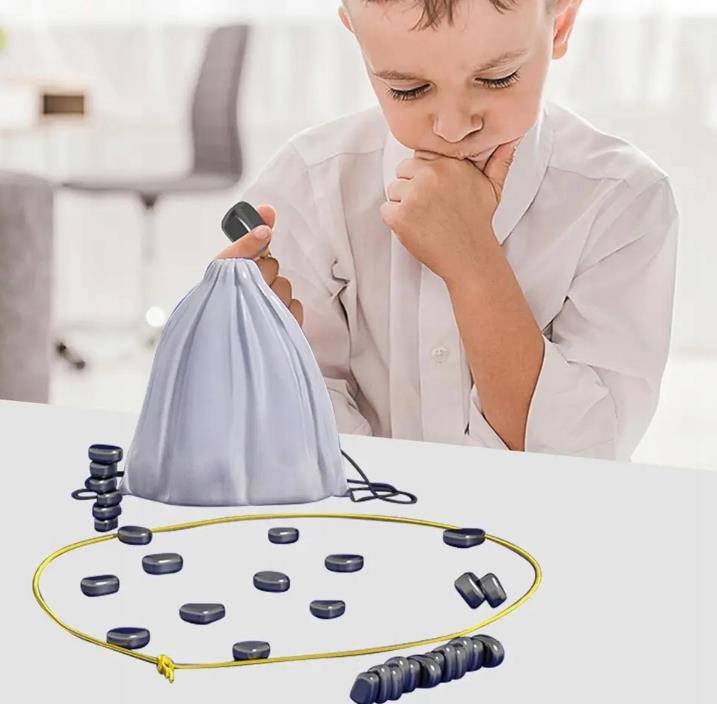 MAGNETYCZNA GRA 40 Kulek WIĘKSZE KAMIENIE MAGNETYCZNE GRA ZESTAW Materiał sznurek