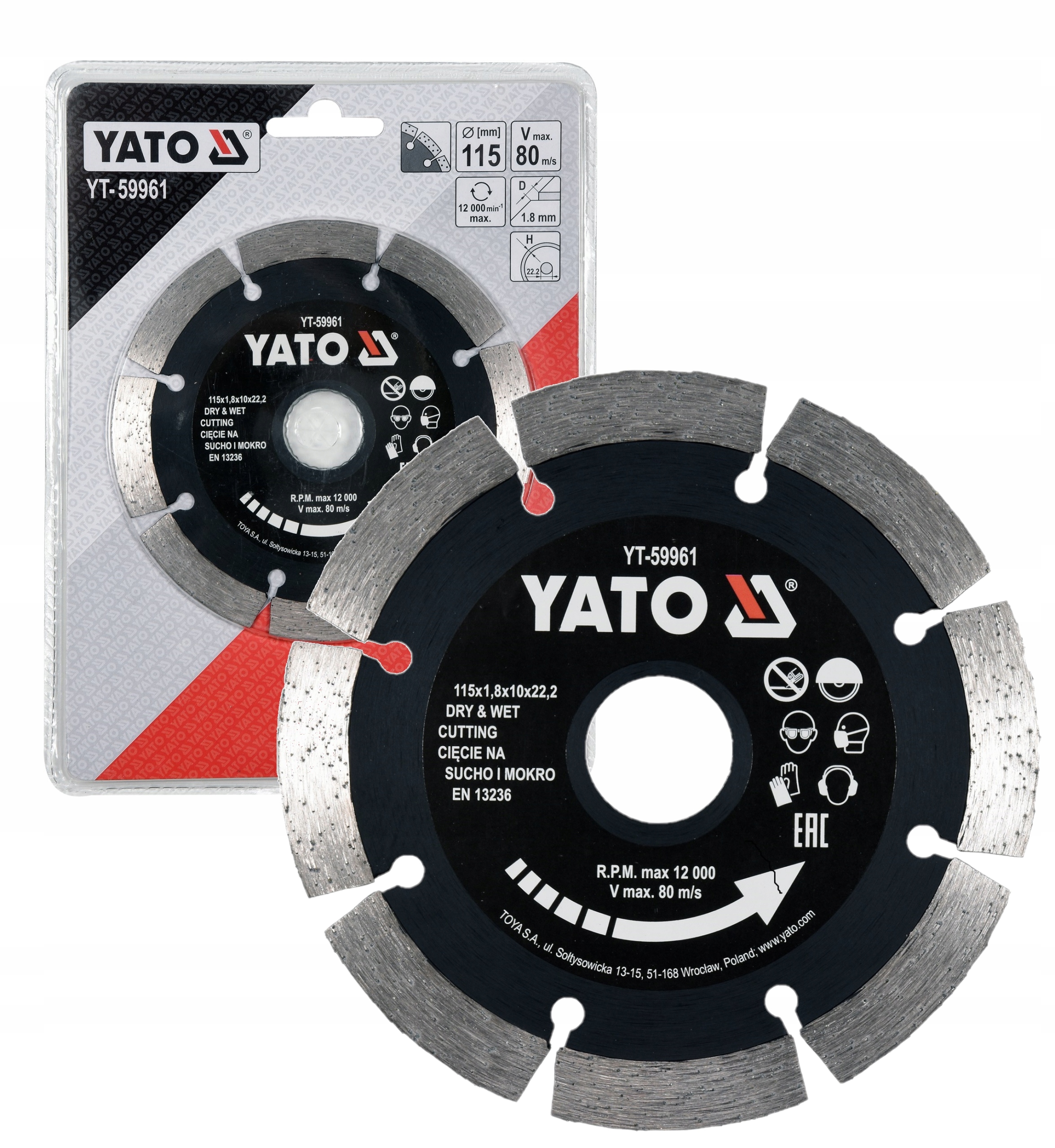 TARCZA DIAMENTOWA DO CIĘCIA BETONU YATO YT-59961