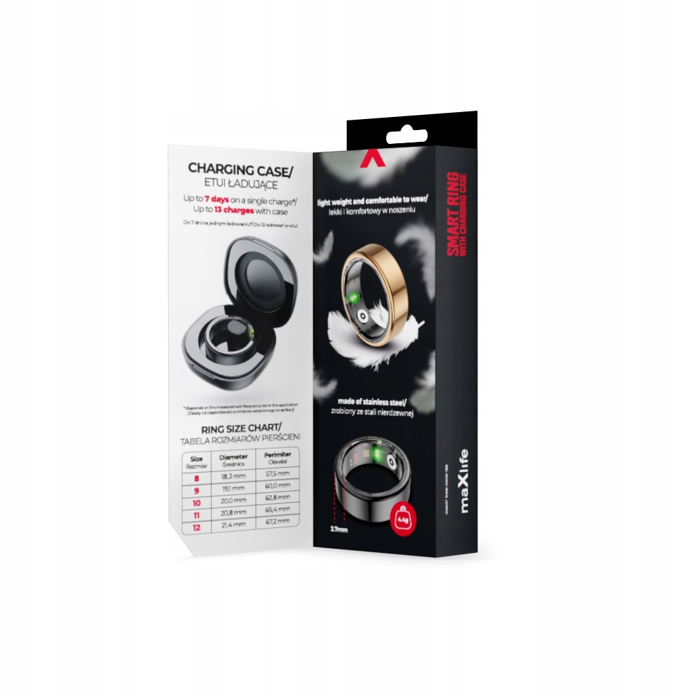Maxlife smart ring MXSR-100 černý velikost 9