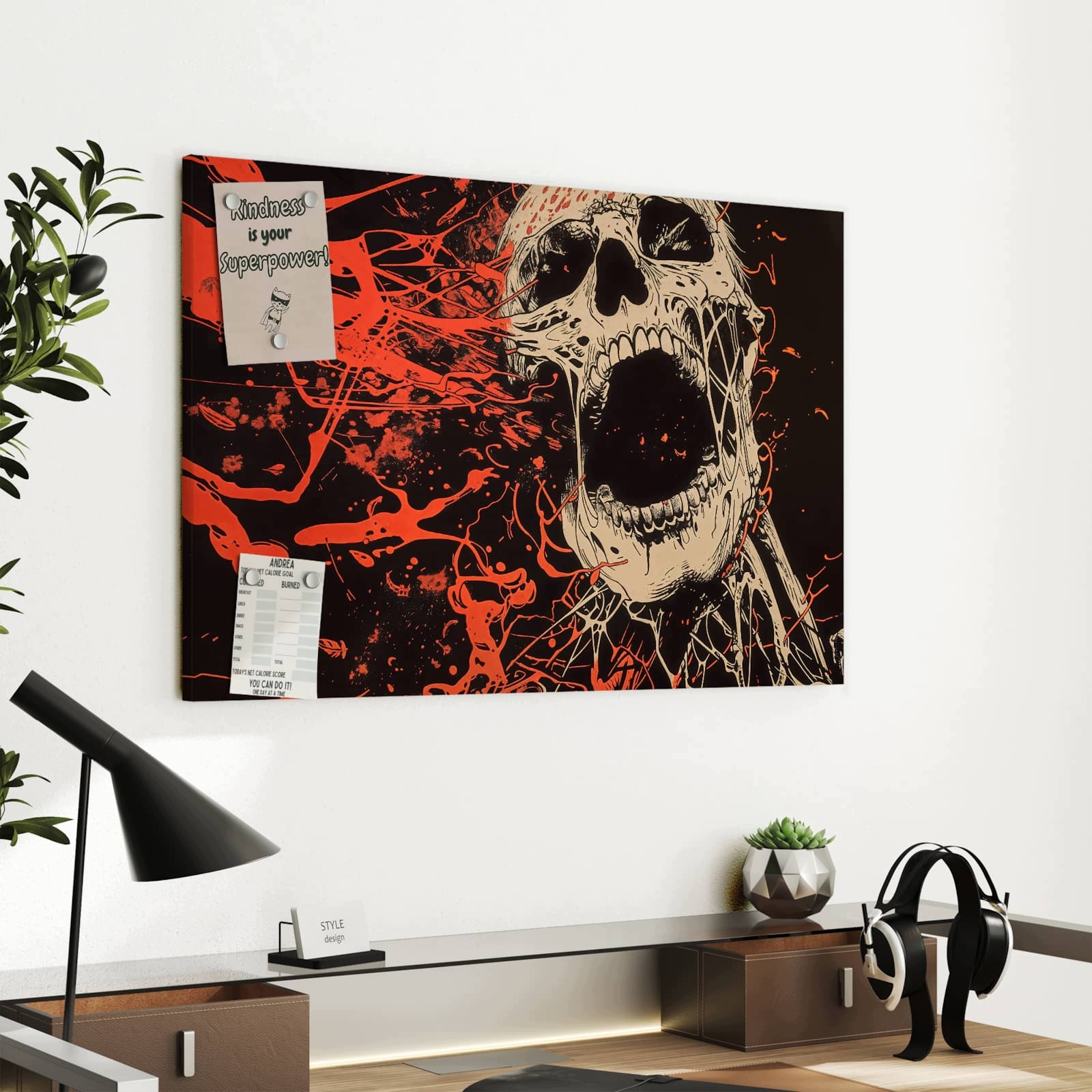 Magnetická tabule Křičící Czaszka 60 × 40 cm