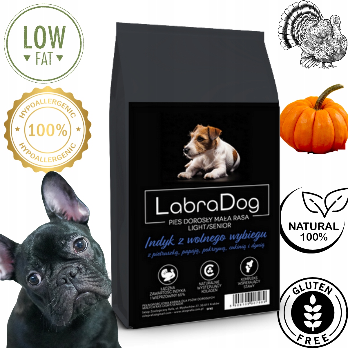 Levně LabraDog Superfood Krůta 65% Light Hypoalergenní bez obilovin s dýní 2 kg