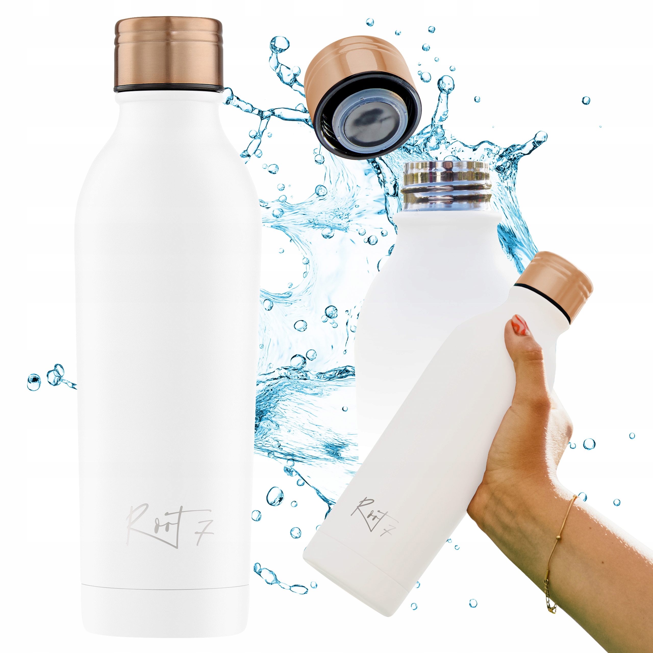 Termos Ocelová termoláhev na kávu a čaj Vzduchotěsná 500 ml Root7 Bílá