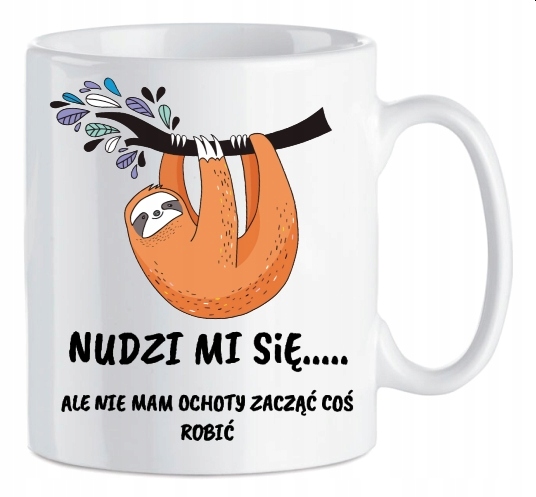 

Kubek ceramiczny śmieszny Leniwiec Nudzi mi się!