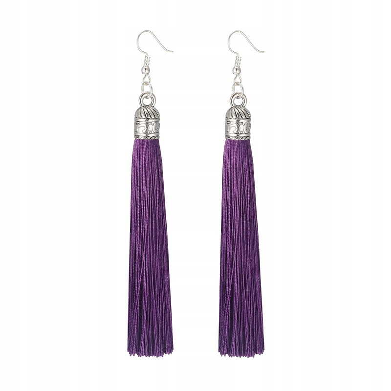 

Kolczyki wiszące chwost boho frędzle srebrne fiole