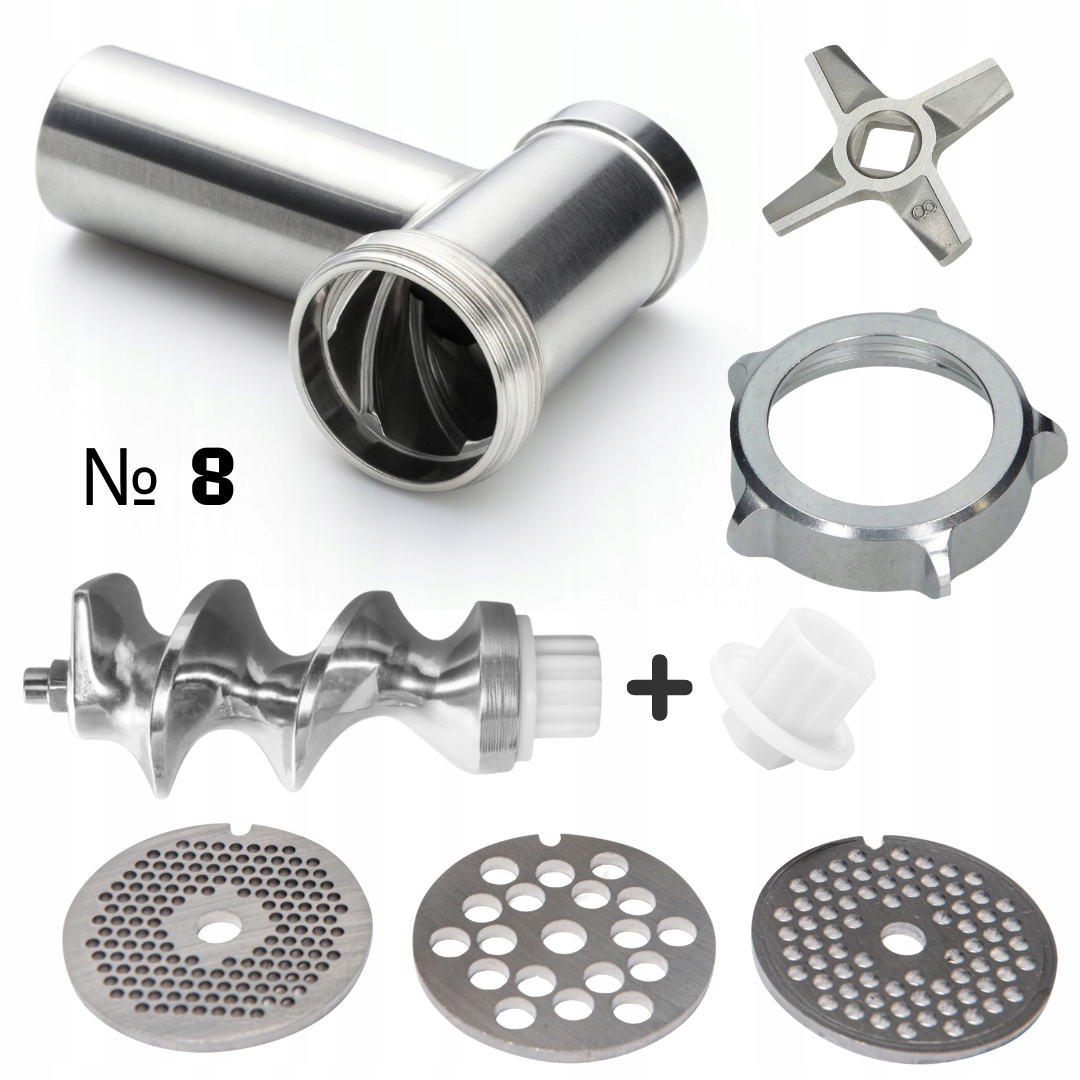 Mlecí komora Č.8 Smapp/Zelmotor, sada 3 sítek a nůž pro nerezový strojek