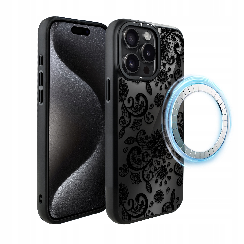 iPhone 15 Pro Ibizu DropGuard matné Pouzdro s MagSafe, krajková černá