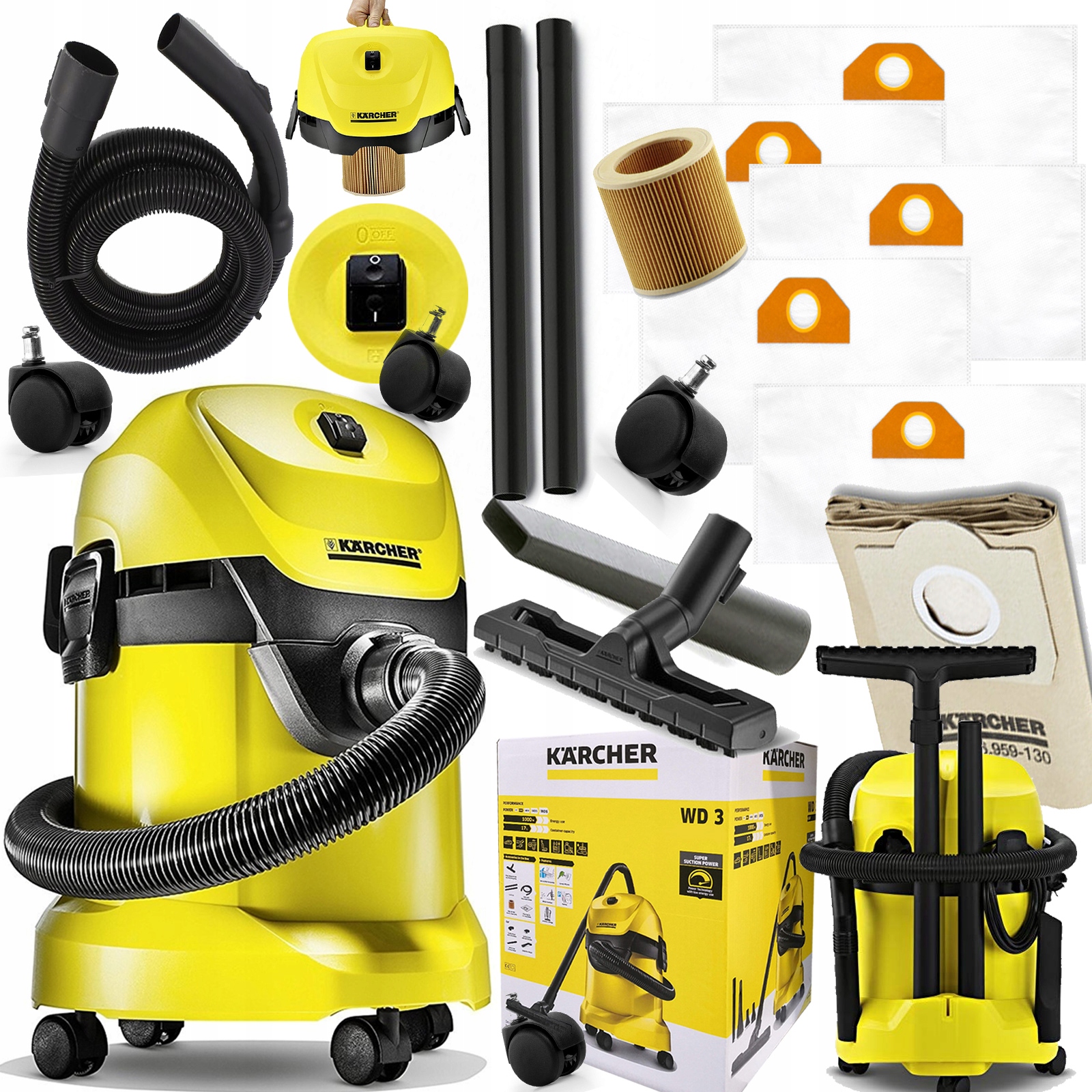 

Odkurzacz Przemysłowy Karcher WD3 5xWOREK 1400W