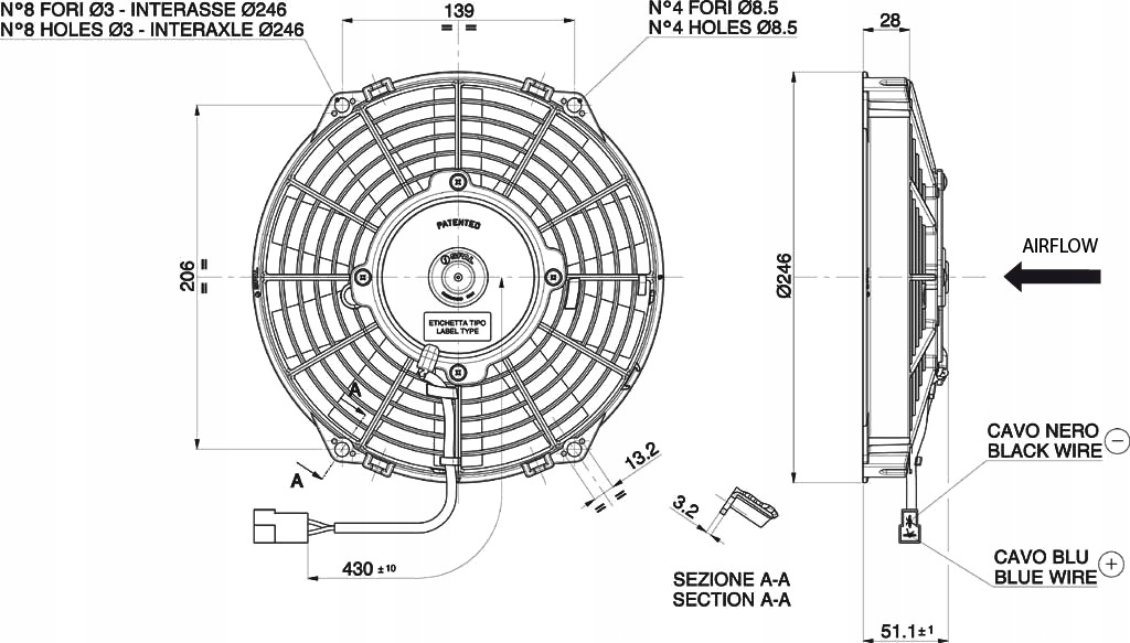 Wentylator osiowy Spal 12V VA07-AP7/C-31S (225 MM) Producent części Spal