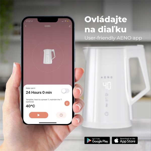 Elektrická kanvica Aeno EK8S 2200 W 1,7 l biela