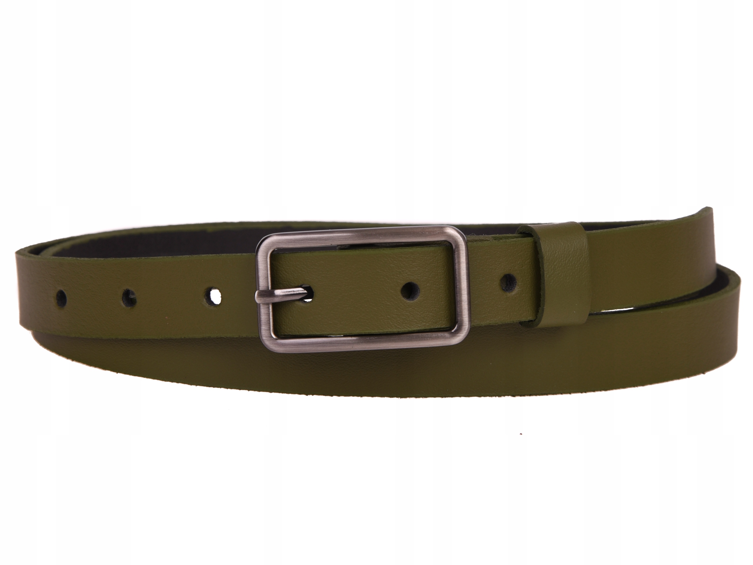 SKÓRZANY Pasek damski 2cm KHAKI do sukienek Rodzaj klamry klasyczna
