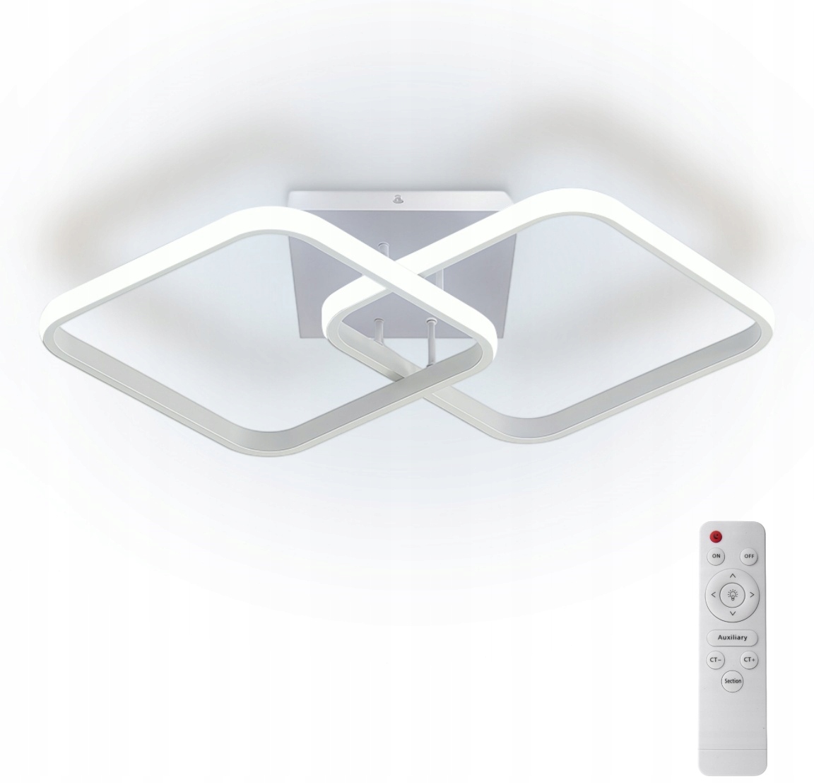 stropní svítidlo Led Lustr Bílý Čtverec Moderní 50W 3000K-6500K Dálkový Ovladač