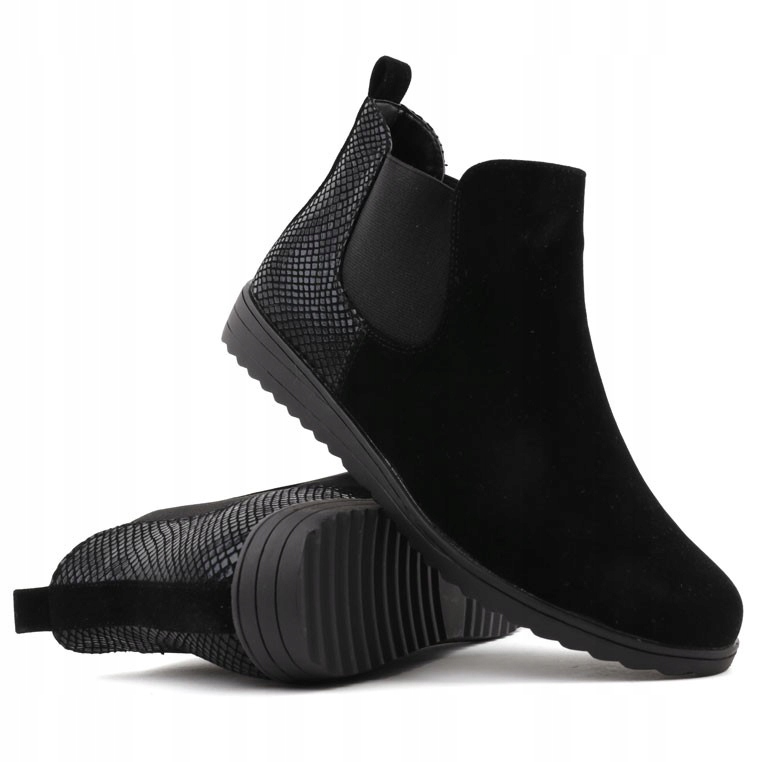 

Czarne Botki Sneakersy Buty Damskie Ukryty Koturny