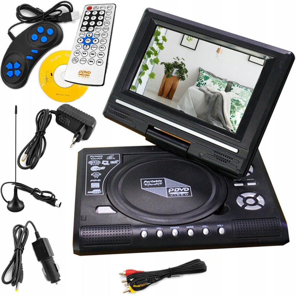 ODTWARZACZ DVD PRZENOŚNY SAMOCHODOWY 7,8" USB SD TV FM GRY