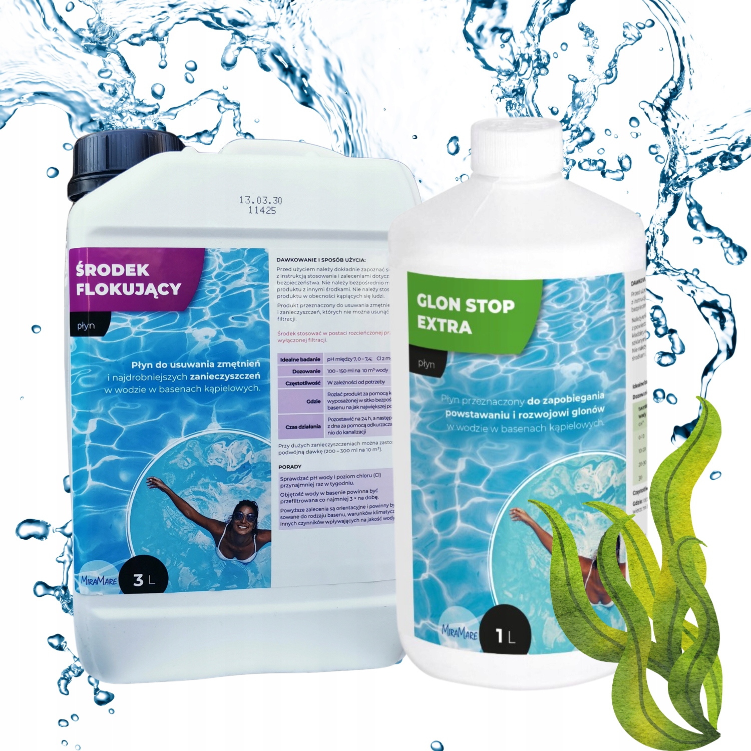 anty glon Zestaw Glon Stop Extra 1l chemia do basenu środek czyszczący 3l