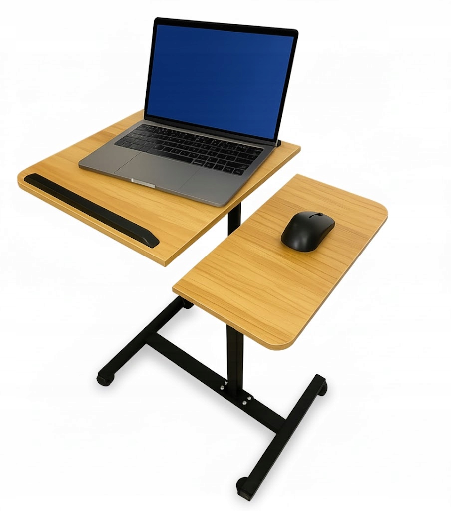 Mobilní stolek na kolečkách, 2 desky pod notebook, nastavitelný, praktický (E052)