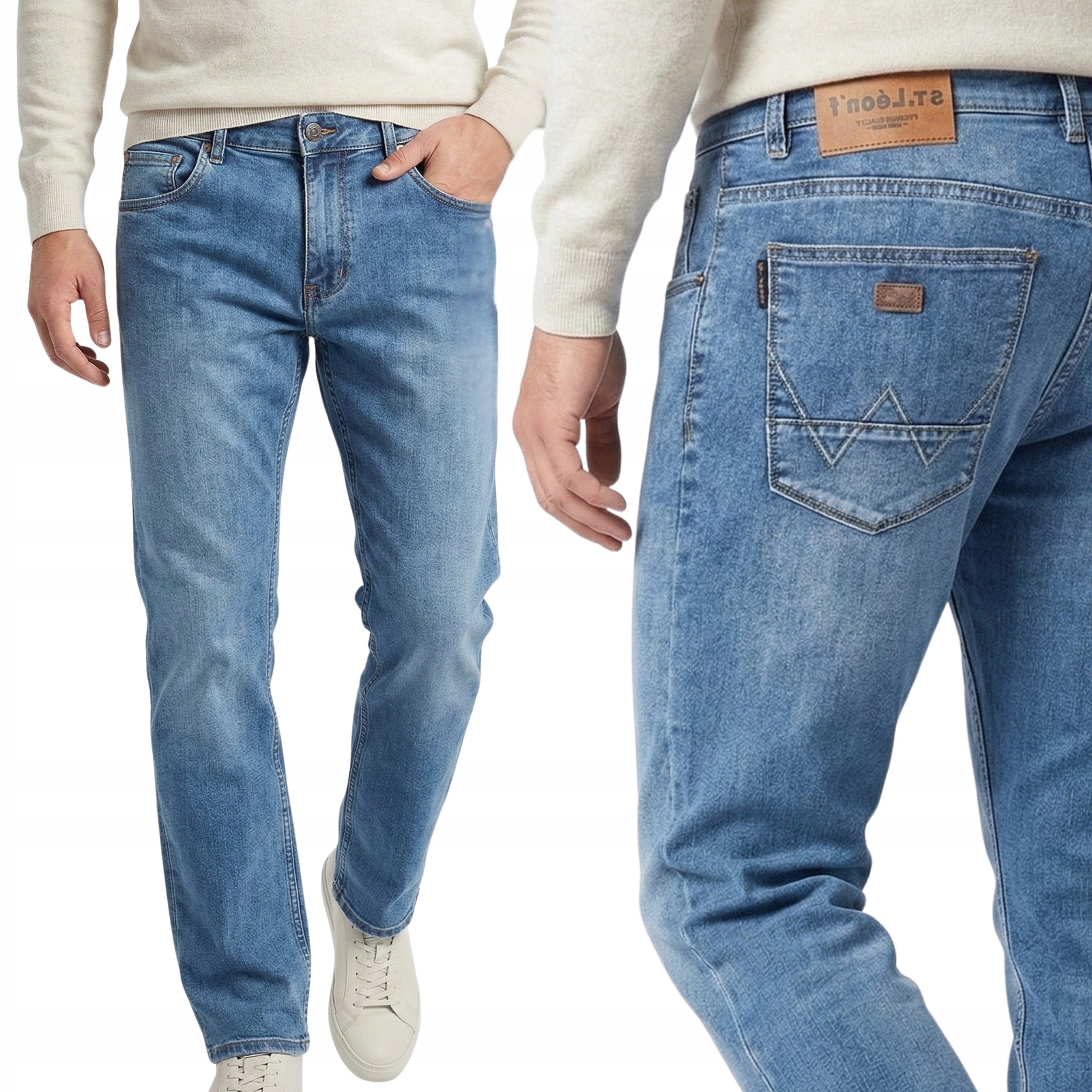 Spodnie męskie jeansy klasyczne niebieskie dżins pas 76-82cm W32 L30