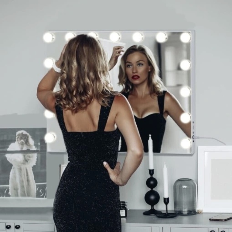 58x45cm makijaż 15 LED kosmetyczne Lustro Hollywood do makijażu LUSTRZANY Szerokość 58 mm