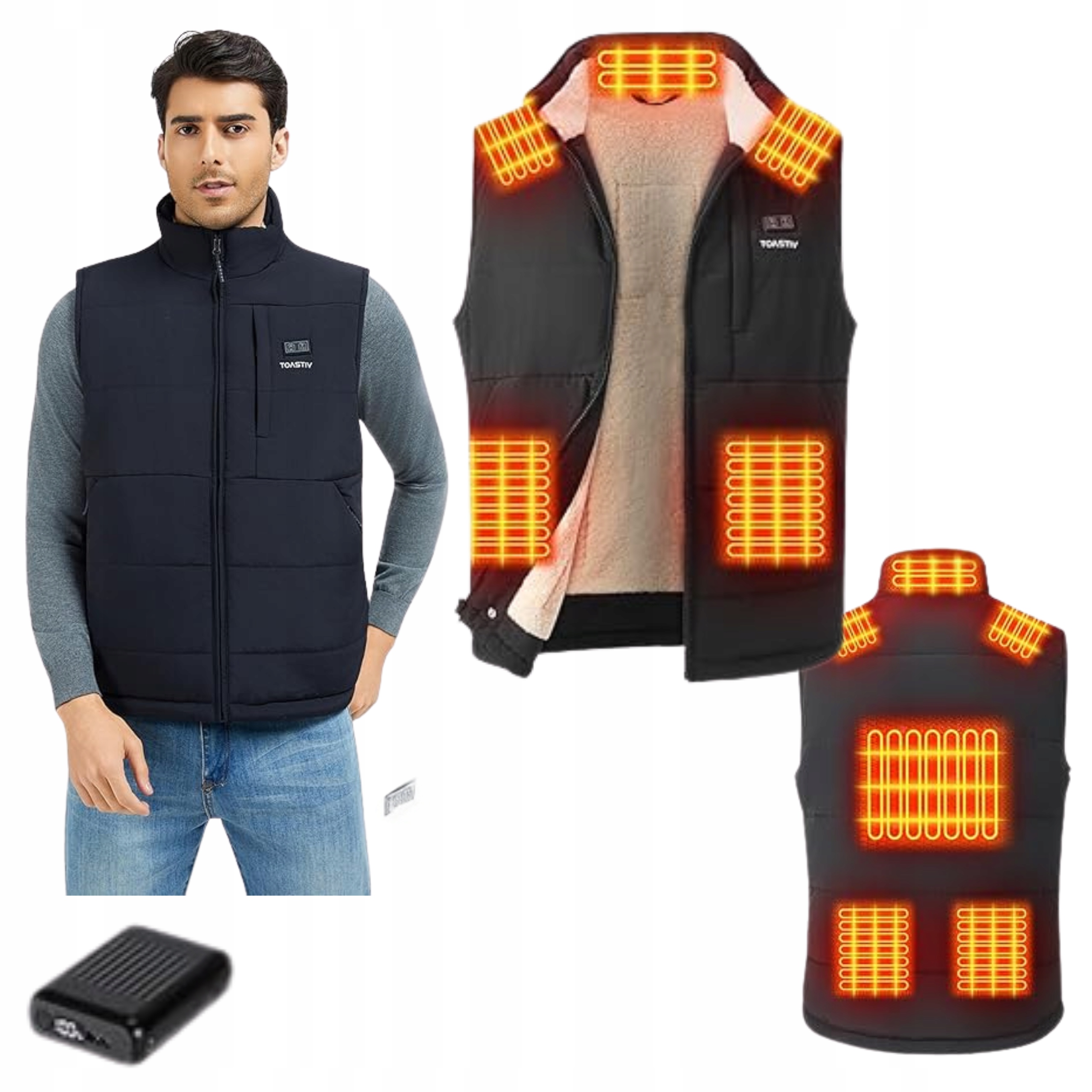 Usb Vyhřívaná Vesta Pánská Elektrická Bunda Bez Rukávů Zimní Vyhřívací L