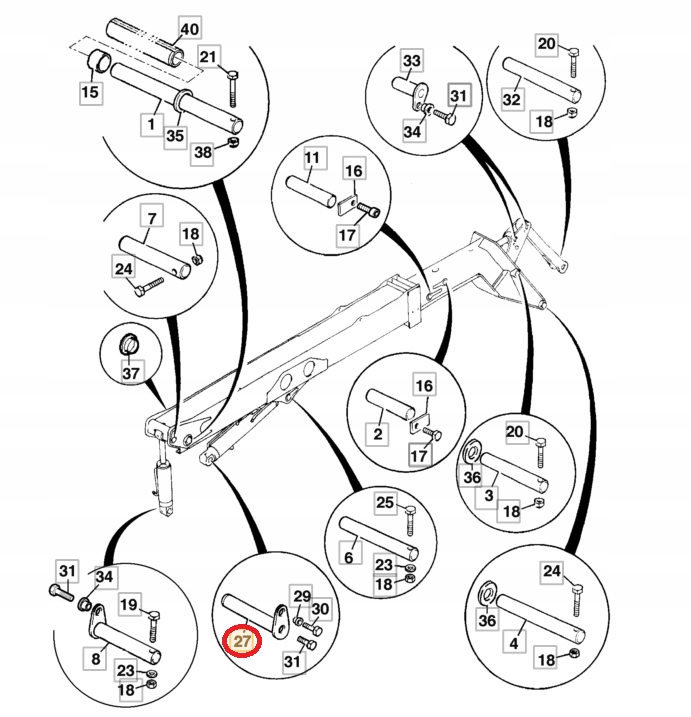 ШТИФТ ТЕЛЕСКОП ЗАРЯДНОЕ УСТРОЙСТВО JCB 911/40045
