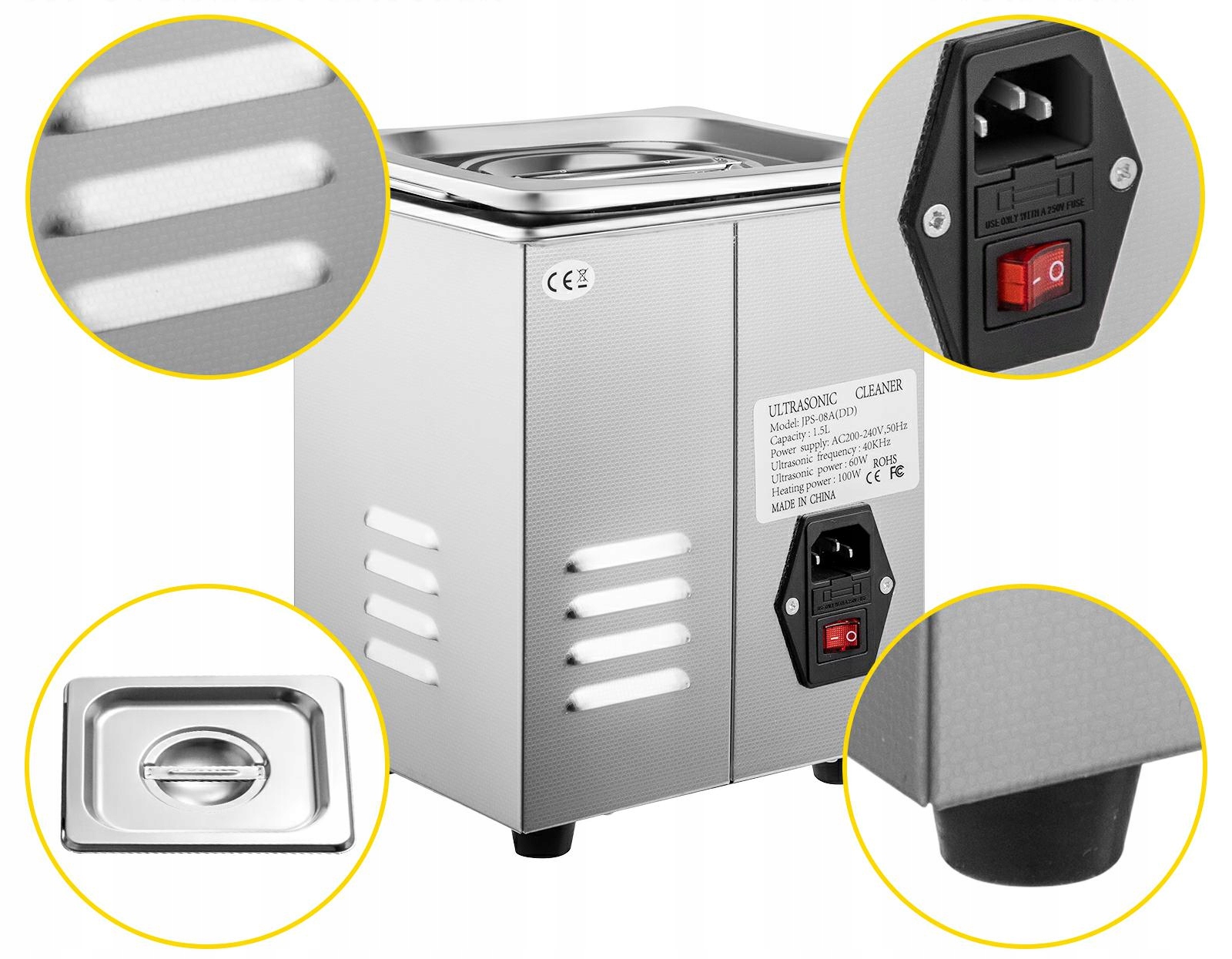 VEVOR 2L Myjka Ultradzwiekowa 60W 40KHz z Kosz Brand other