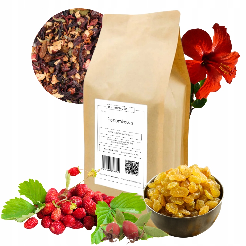 Herbata Owocowa Liściasta Hibiskus Jabłko Róża Poziomka Poziomkowa 500G