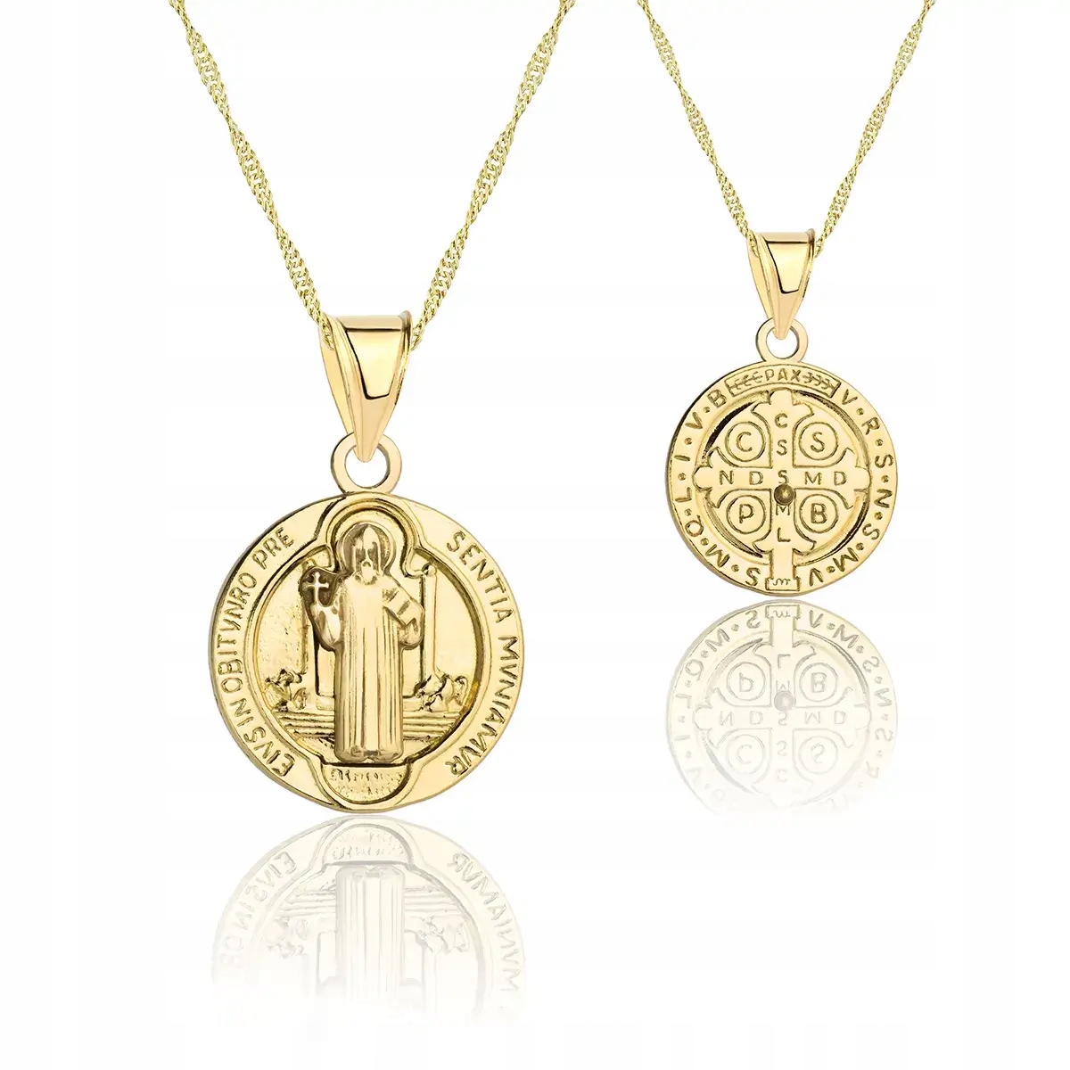 Medalik Świętego Benedykta Srebrny Pozłacany
