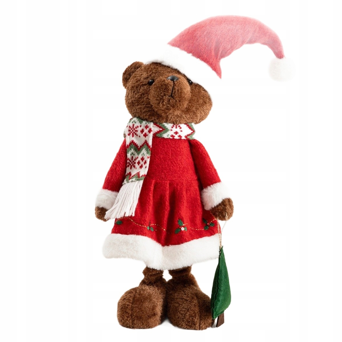 Vánoční skřítek Nikx paní medvídek v červených šatech 47 cm Homla