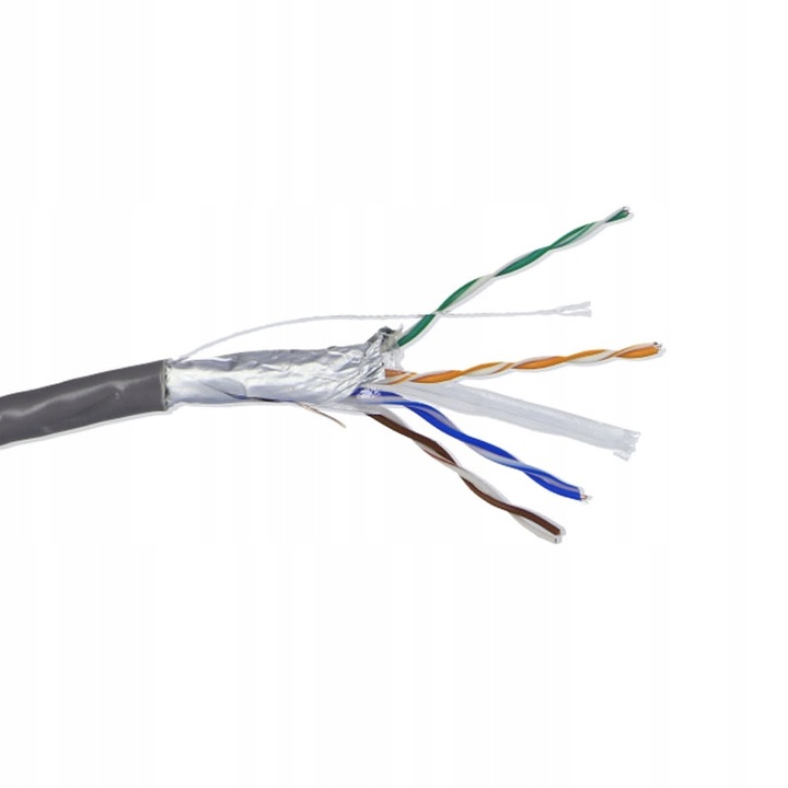 Kabel sieciowy wewnętrzny Lan Skrętka komputerowa ekranowana Ftp CAT6 100m
