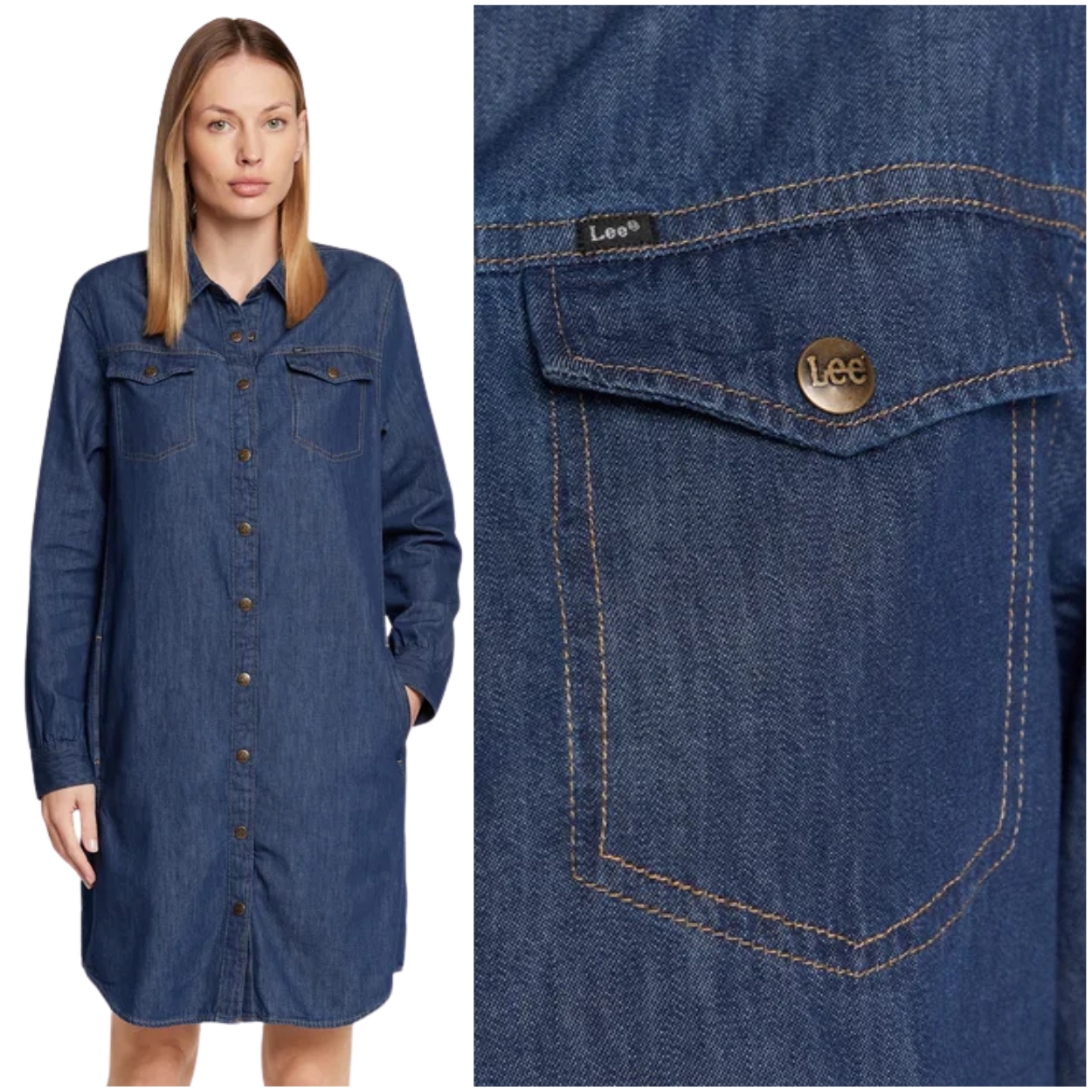 Lee Shirt Dress Indigo jednoduchá tmavá dámská šaty oversize M
