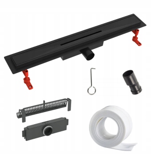 Lineární odtok vestavěný nízký úzký odtok Bonus Aisi 304 Xilo 1000Černý