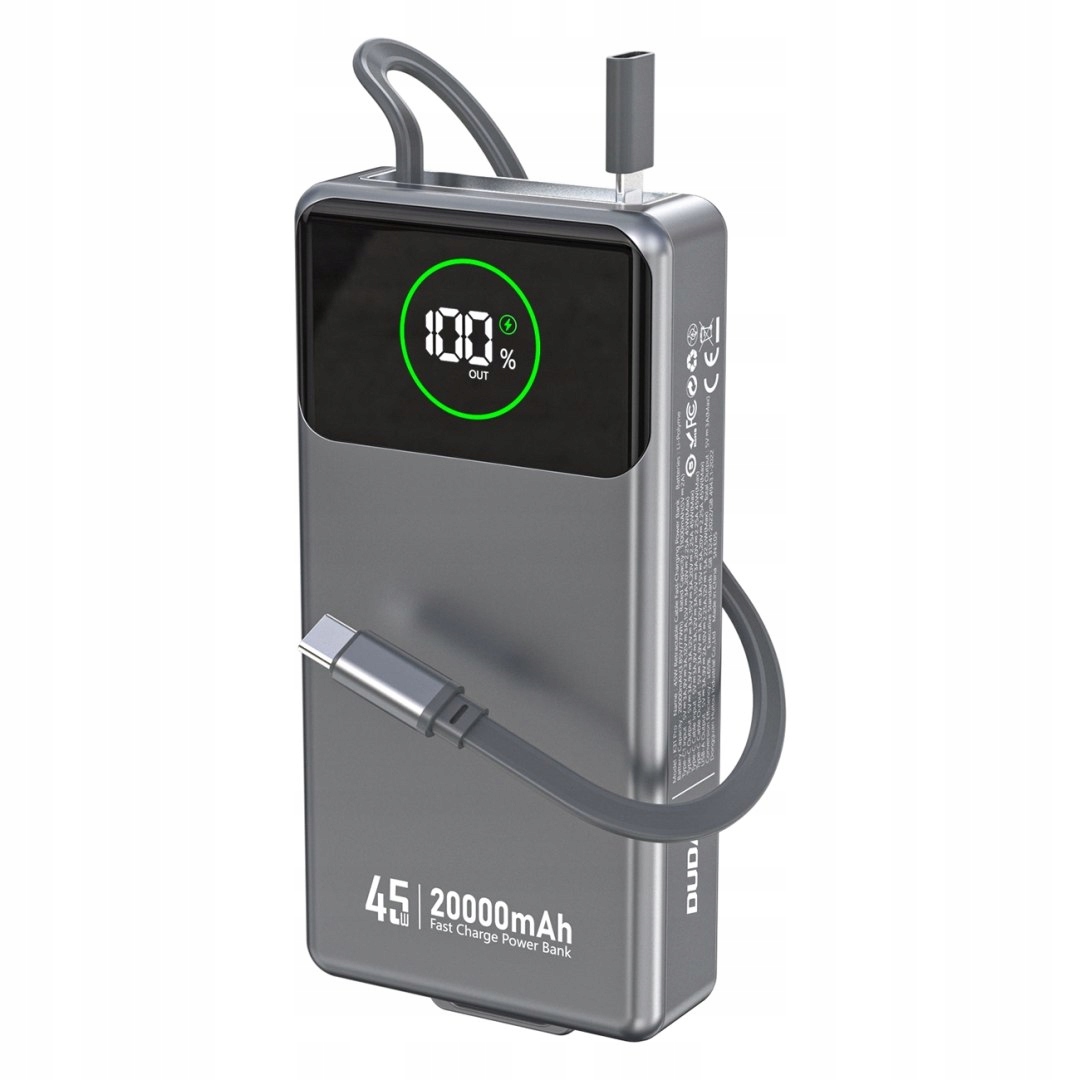 Powerbank Dudao K31 Pro 45W 20000mAh z wbudowanym zwijanym kablem Usb-c s