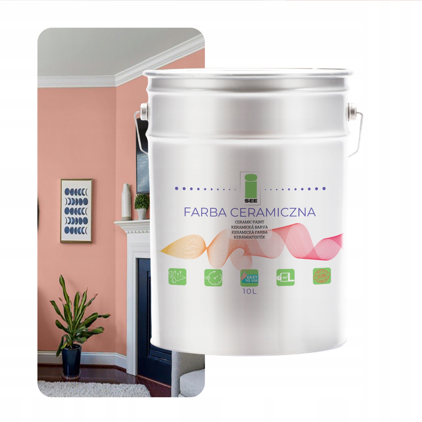 Keramická Farba Na Steny Ružová Umývateľná Púdrová Ružová 10 L Odolná Voči Škvrnám