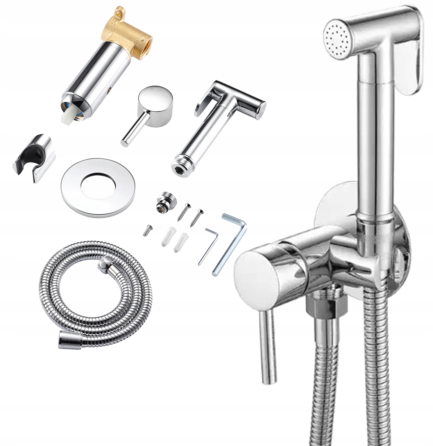 Nástěnná Bidetová Baterie Podomítková Pro Bidet Hadice Sprchová Hlavice Chrom
