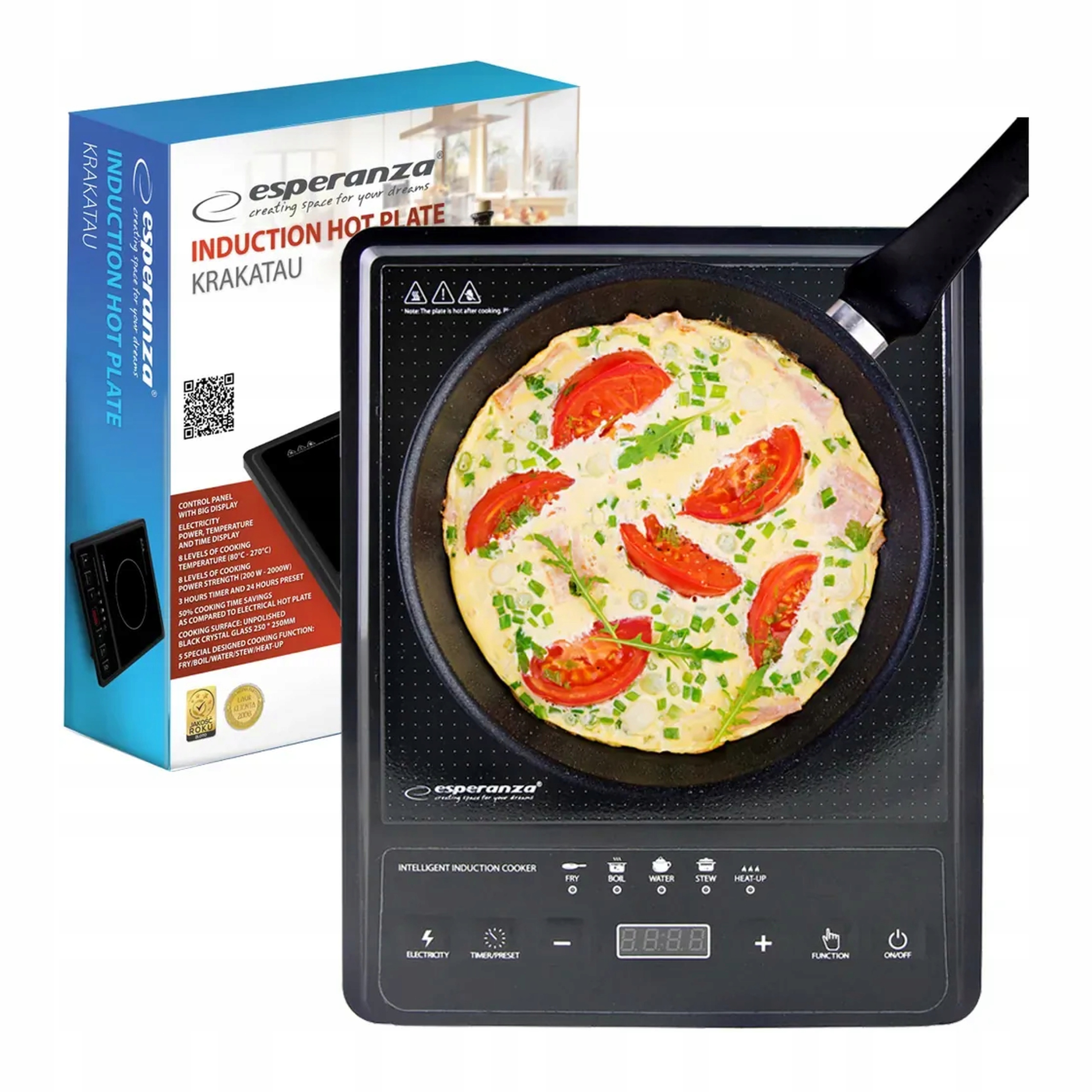 Jednopalnikowa Kuchenka Indukcyjna Płyta Na Prąd 2000W 5 Funkcji Minutnik