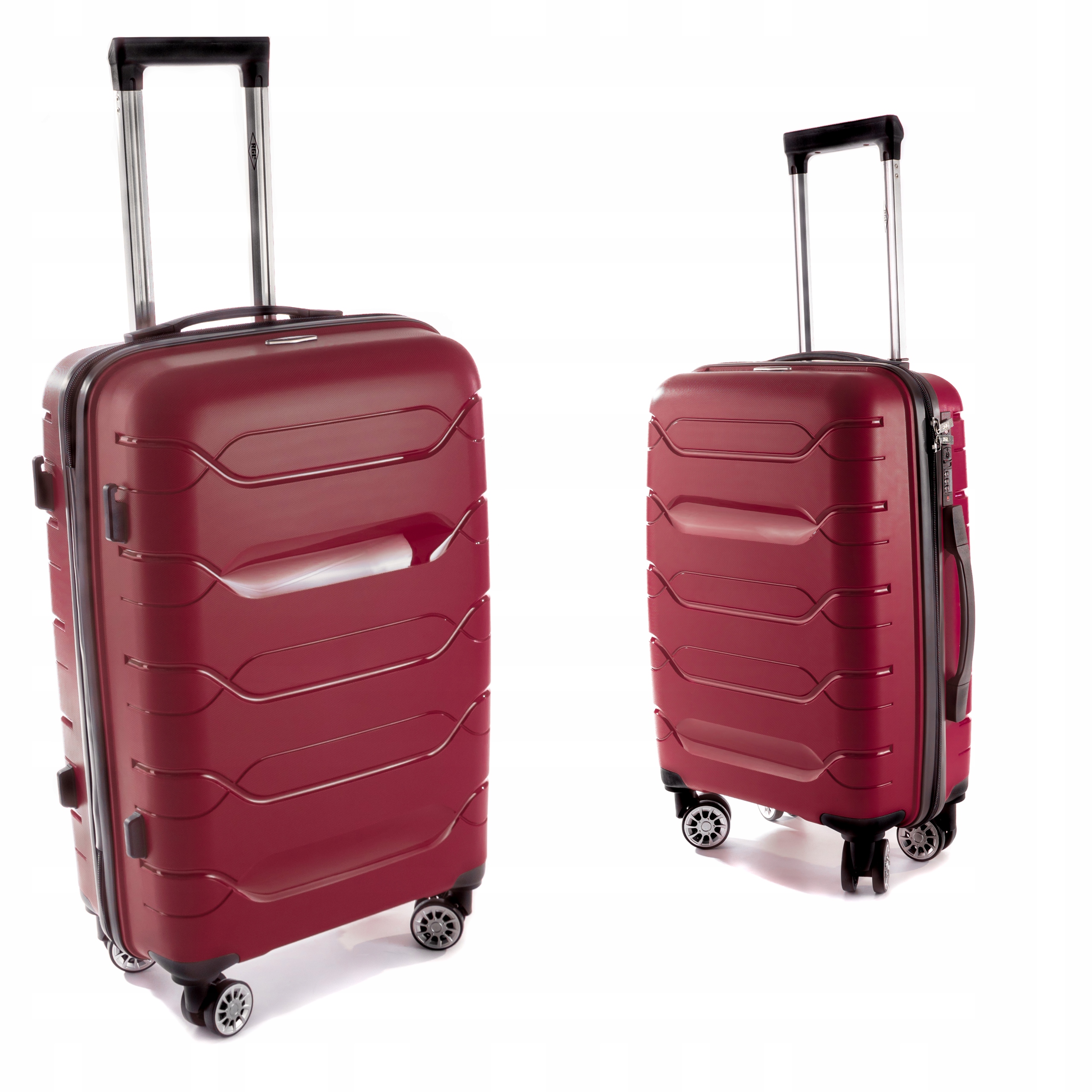 Duża Walizka Exclusive Mocna Bagaż Polipropylen Tsa Bordowa Rgl