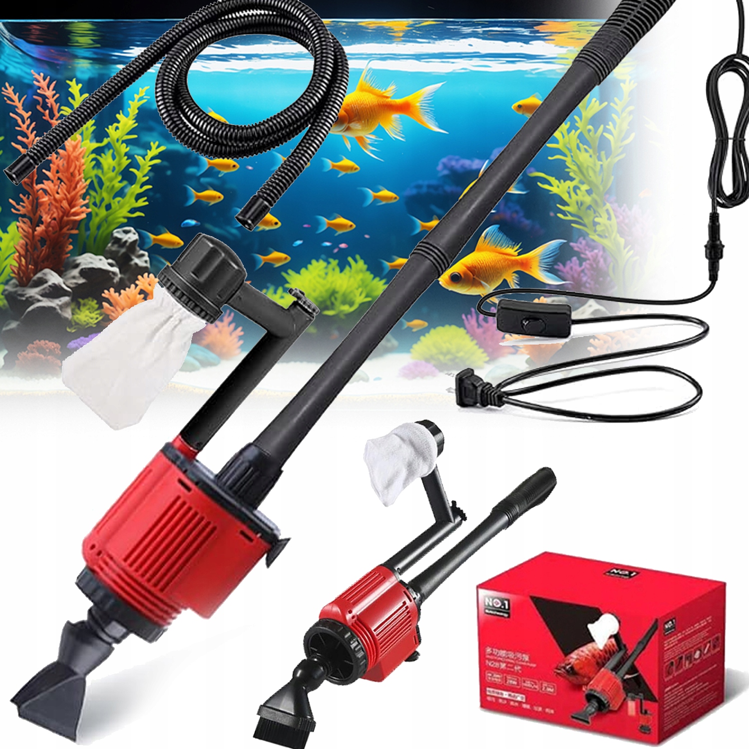 Elektrický Vysavač Do Akvária 1800L/H 2M 28W Čištění Písku Ze Štěrku