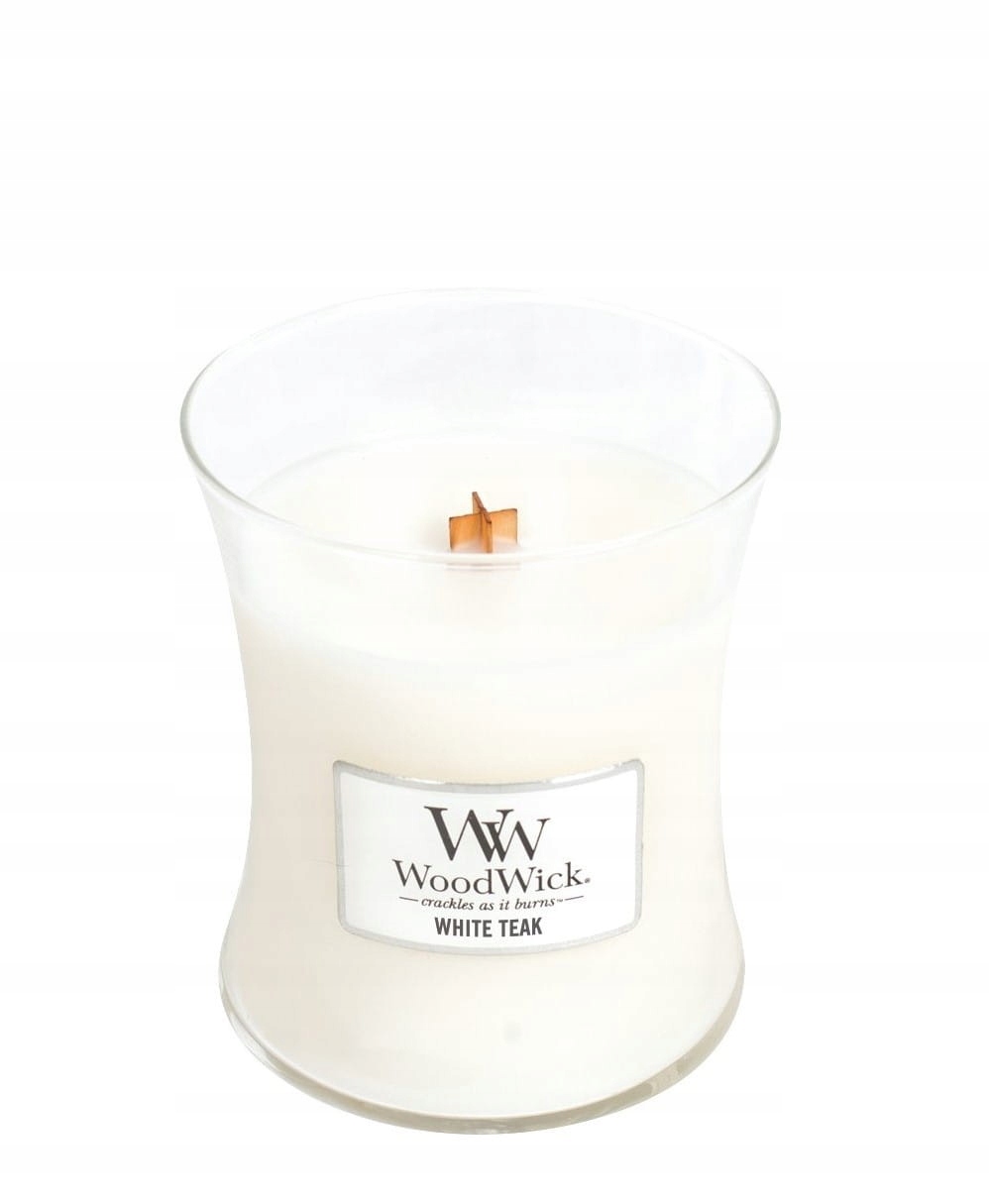Woodwick Bílé teakové dřevo 275g