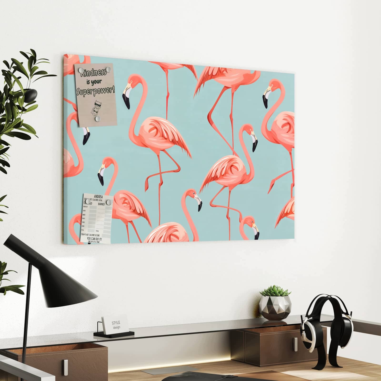 Magnetická tabule Plameňák Design 60 × 40 cm