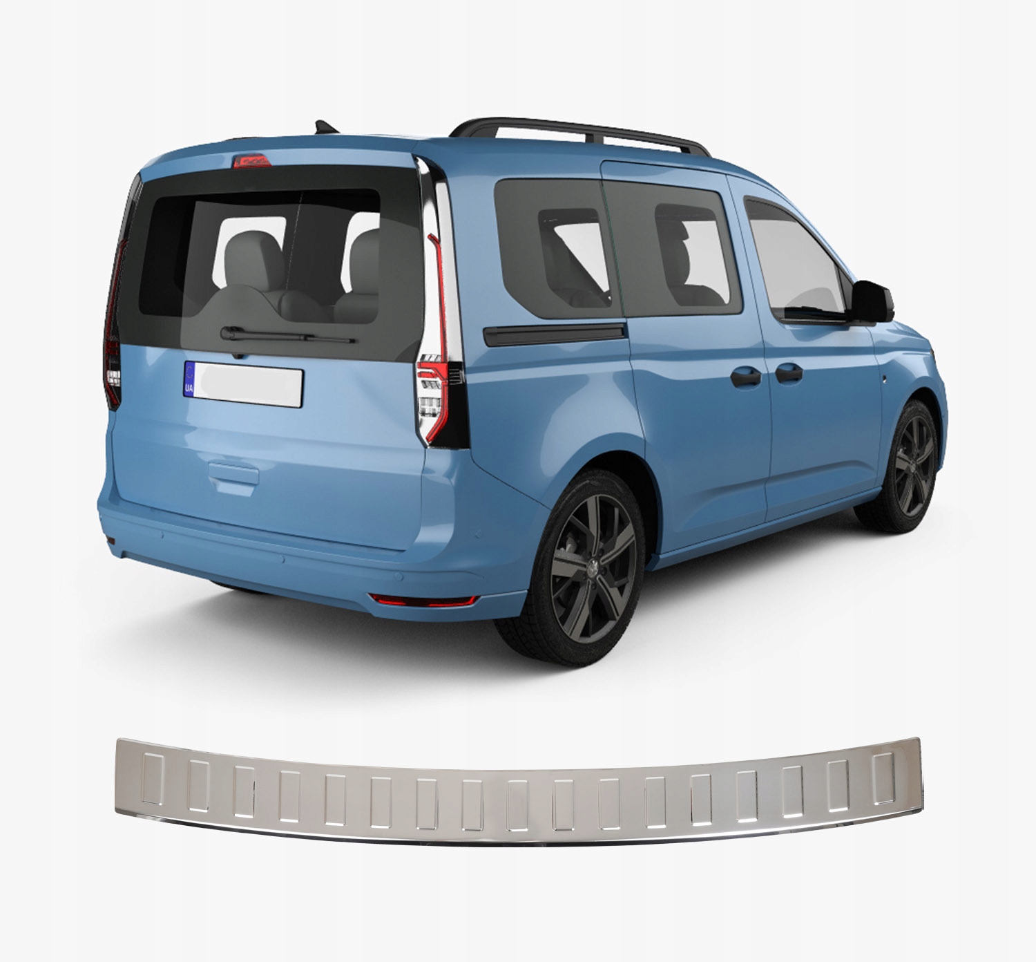 Chrom Volkswagen Vw Caddy V 5 2021+ Lištová krytka zadného nárazníka