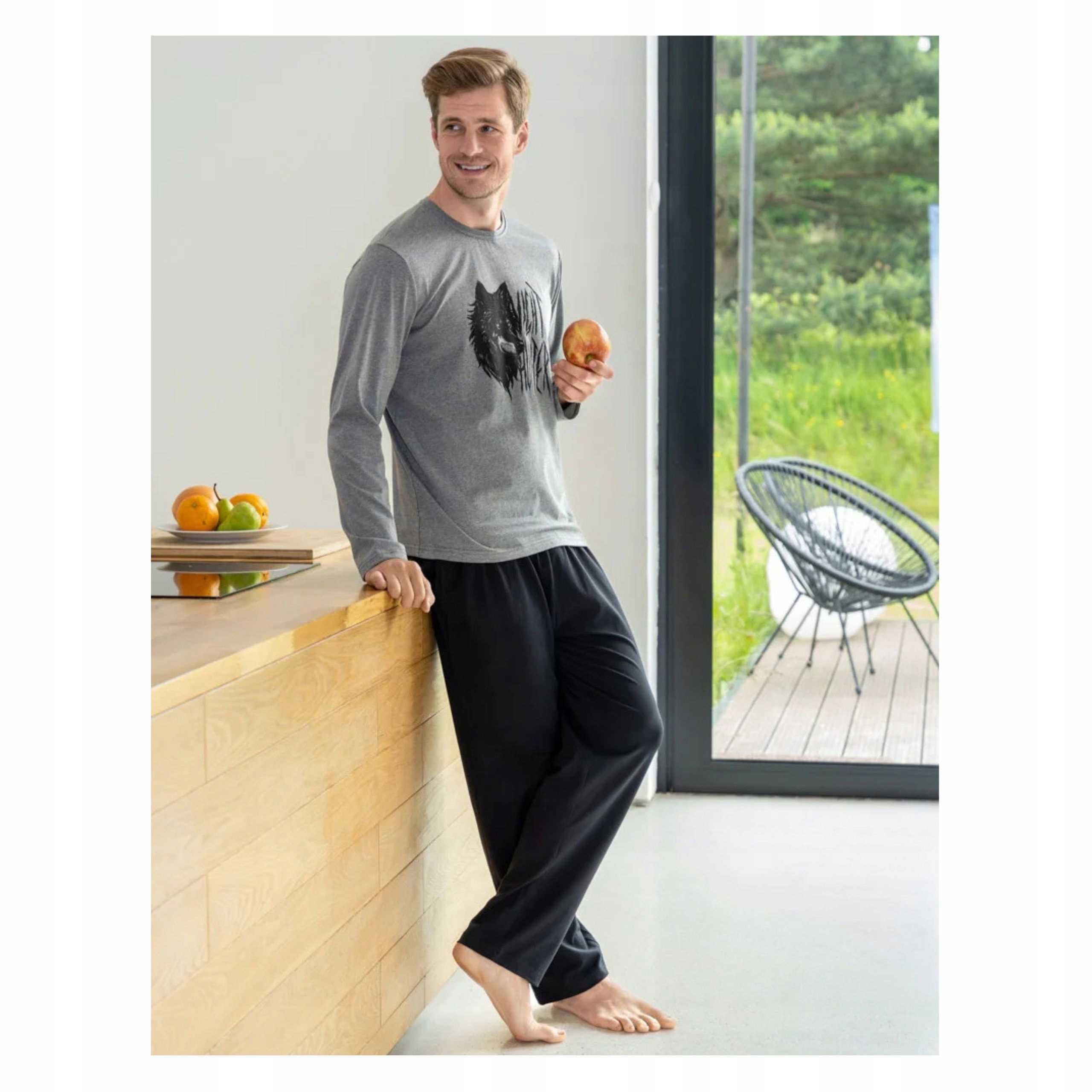 Pánské pyžamo XL Moraj PDM5300-013, dlouhé kalhoty, grafitové