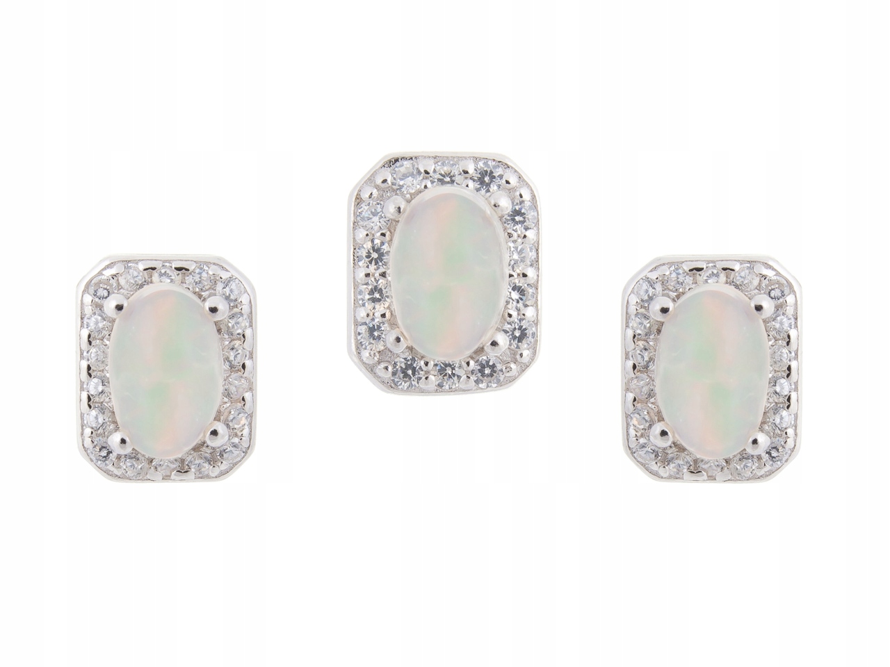 Stříbrný Komplet Rhodiovaný Opál Přírodní Dárek