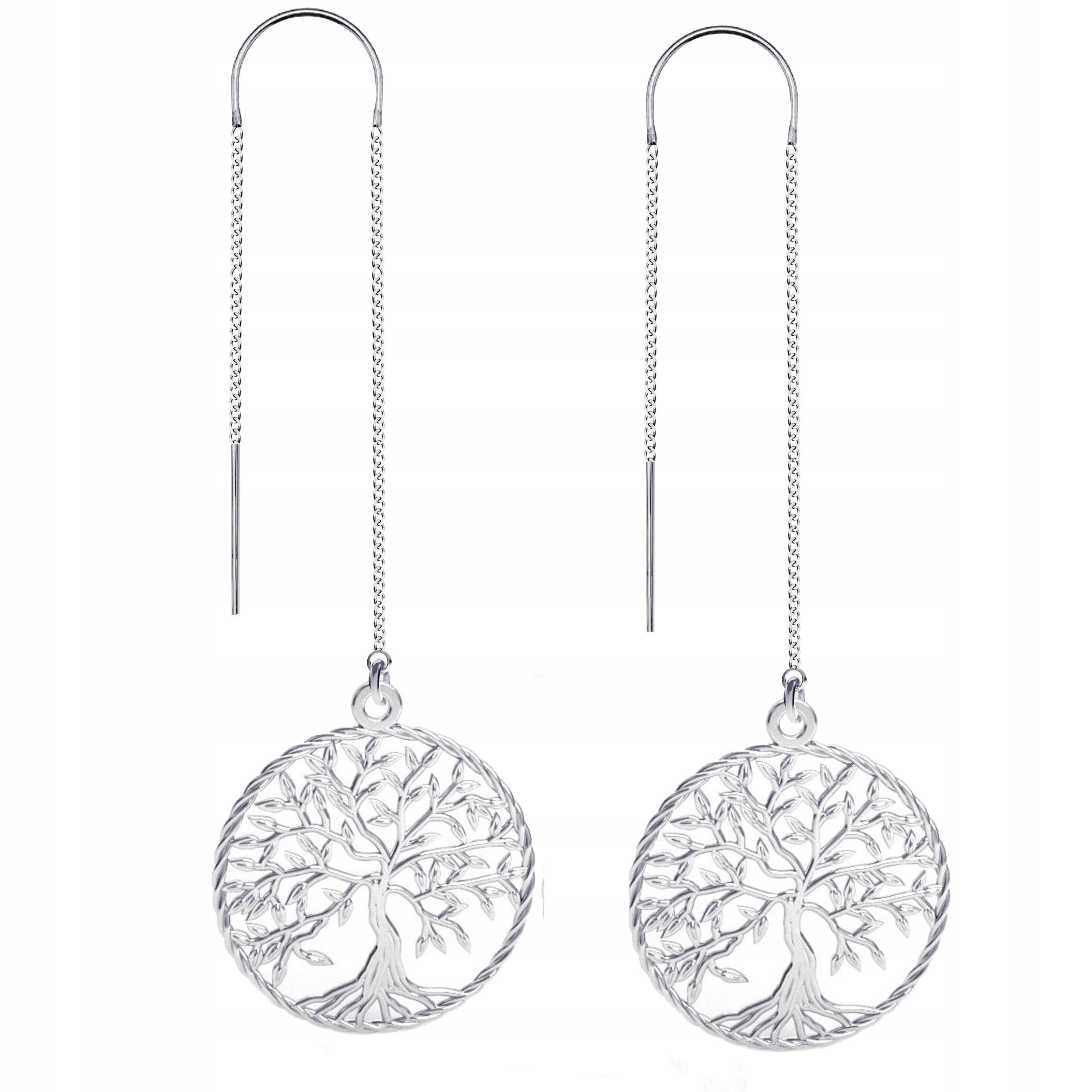 Stříbrné náušnice provlékací Strom štěstí v kruhu Stříbro 925