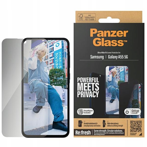 PanzerGlass Ultra-Wide Fit Ochranné sklo Sam A55 5G A556 Privacy s filtrem soukromí a snadnou instalací