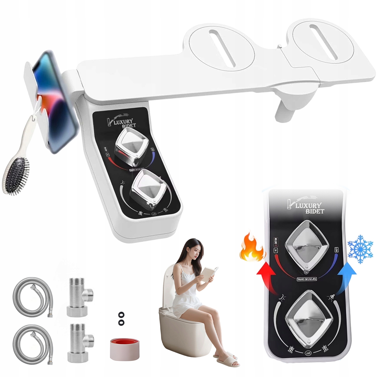 Bidet Na Wc Se 2 Výsuvnými Tryskami, Regulace Tlaku Vody, Sada