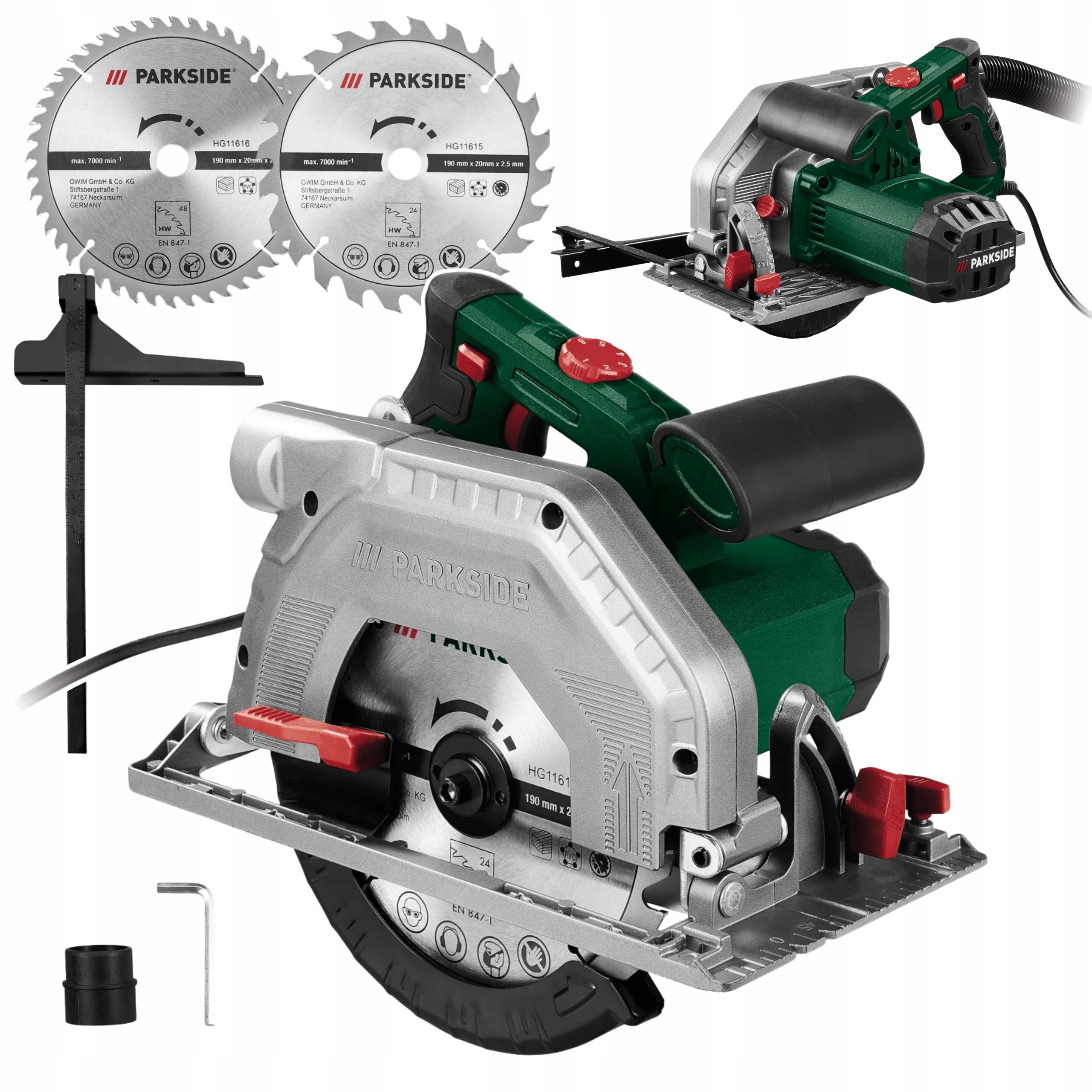 Piła Tarczowa Pilarka Parkside Phks 1350 230V 1350W 2x Tarcza 190mm